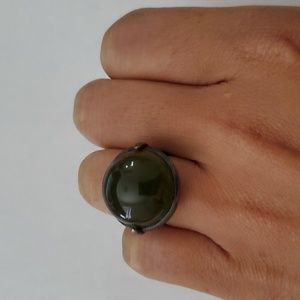 Bottega Veneta Green Glass Dome Cocktail Ring - Size 5.5 (Italy 11) EUC